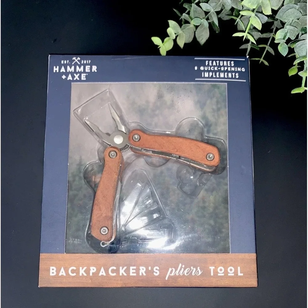 Hammer‎ + Axe Backpacker's Pliers Multi-Tool Wood Handle Camping EDC New In Box